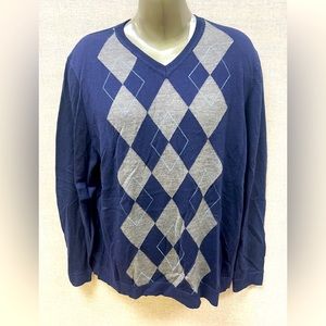 Apt.9 Men’s Merino Wool V-Neck Argyle Sweater Size XL